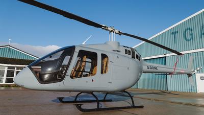 A close-up shot of a Bell 505 helicopter