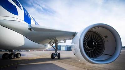 Commercial plane on tarmac