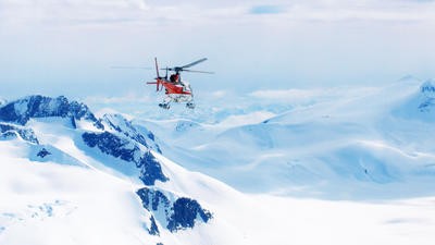 helicopter in mountains