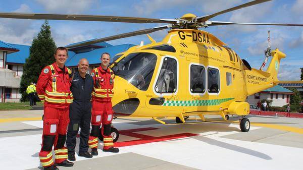 Dorset and Somerset Air Ambulance crew at their base