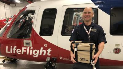 LifeFlight carry blood supplies