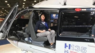 Nicole Kunter-Hudson in an H135