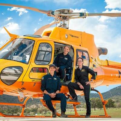 Crew with helicopter