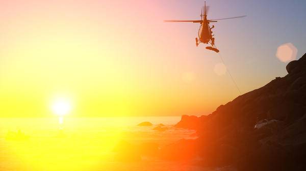 sunset rescue helicopter