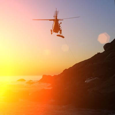 sunset rescue helicopter