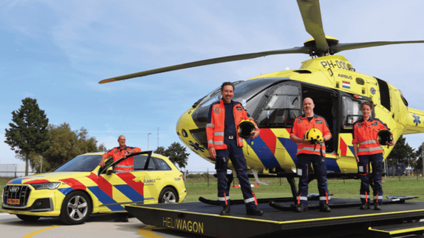 Dutch HEMS team outside helicopter