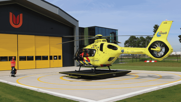 Helicopter outside Dutch HEMS office