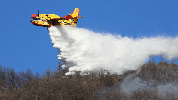 Plane putting out fire