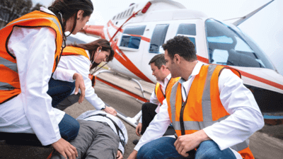 medical crew helping patient