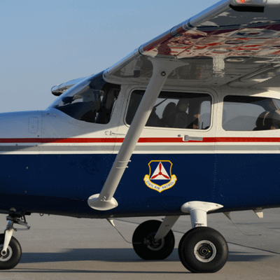 Close up of volunteer Civil Air Patrol’s emergency services plane