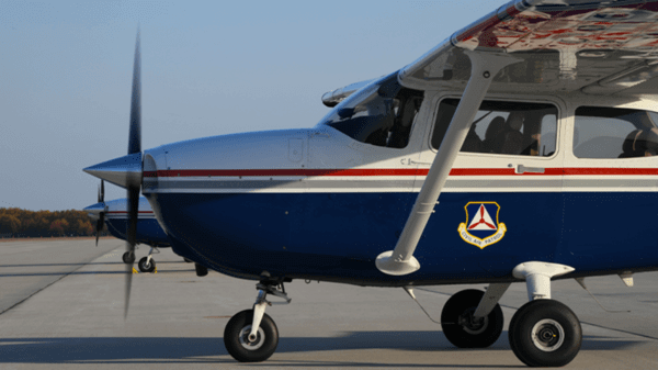 Close up of volunteer Civil Air Patrol’s emergency services plane